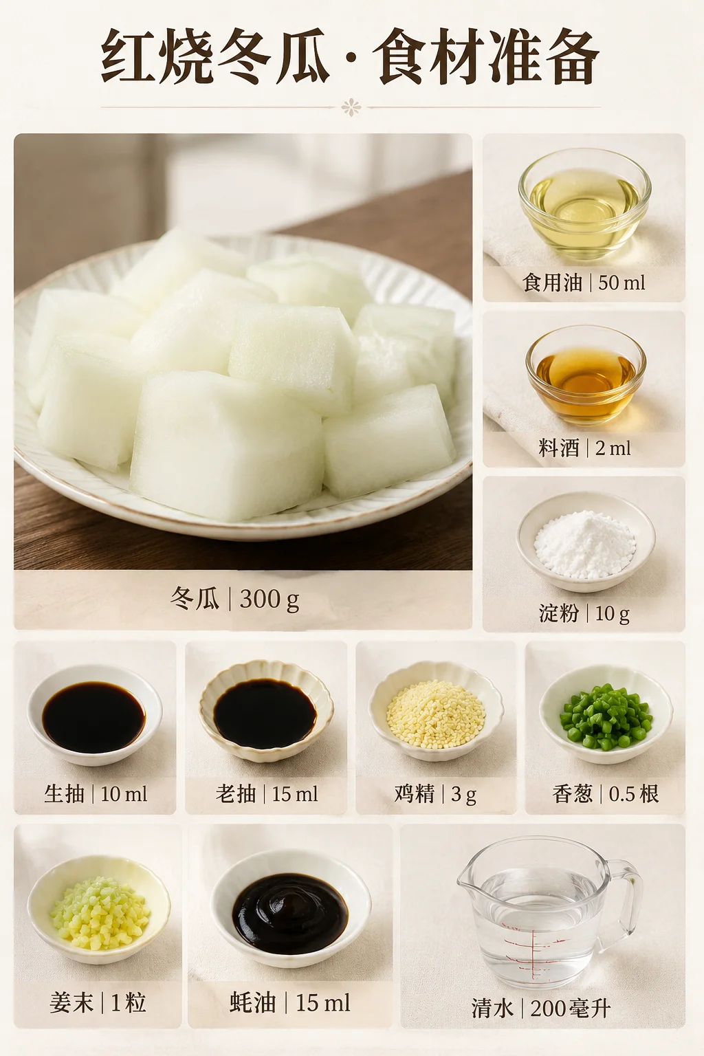 红烧冬瓜食材信息图