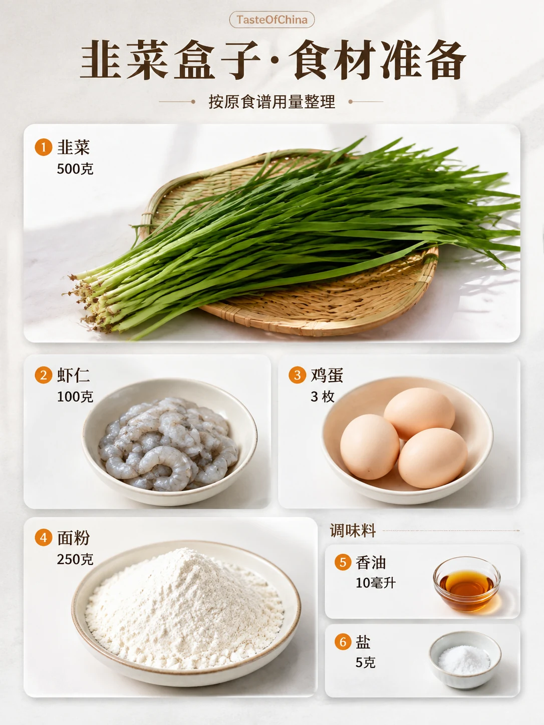 韭菜盒子的中文食材信息图
