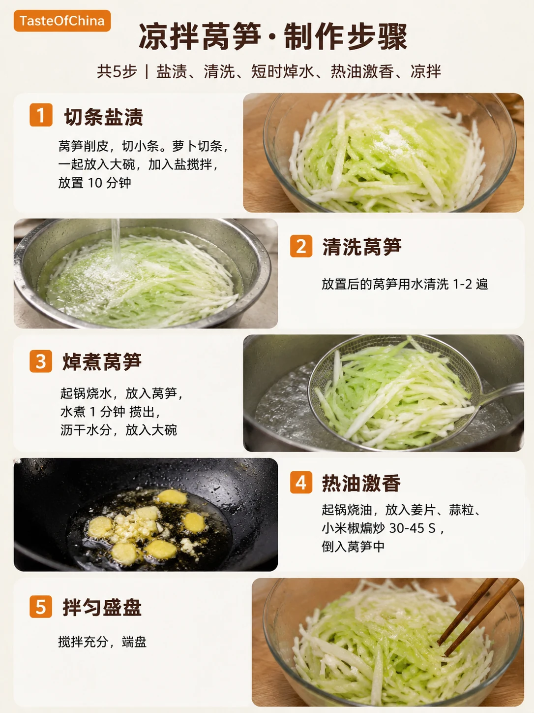 凉拌莴笋的中文制作步骤信息图
