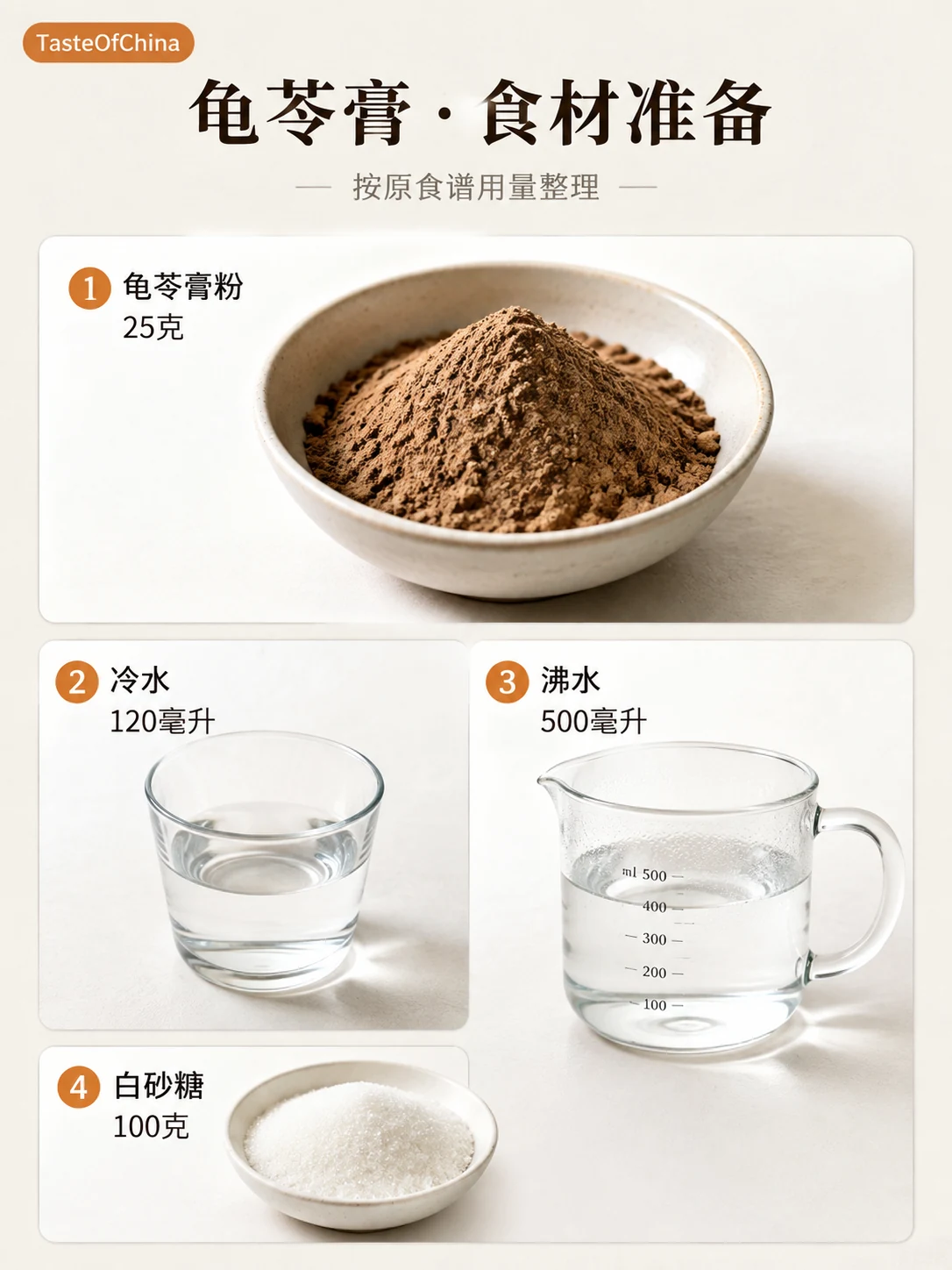 龟苓膏的中文食材信息图