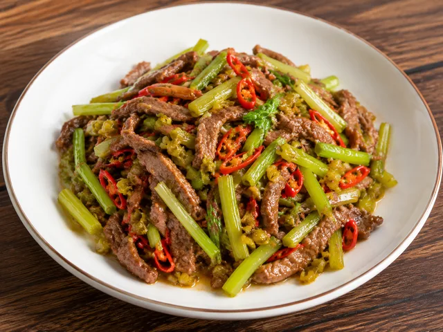 小炒黄牛肉成品