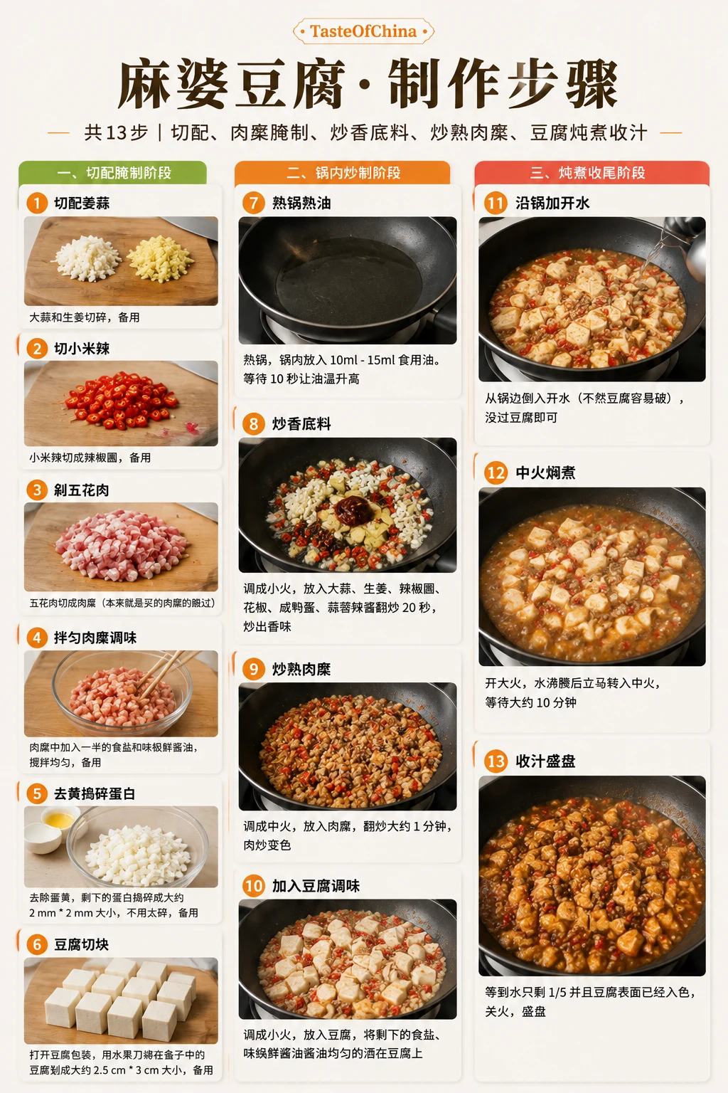 Generated step-by-step cooking guide for Mapo tofu