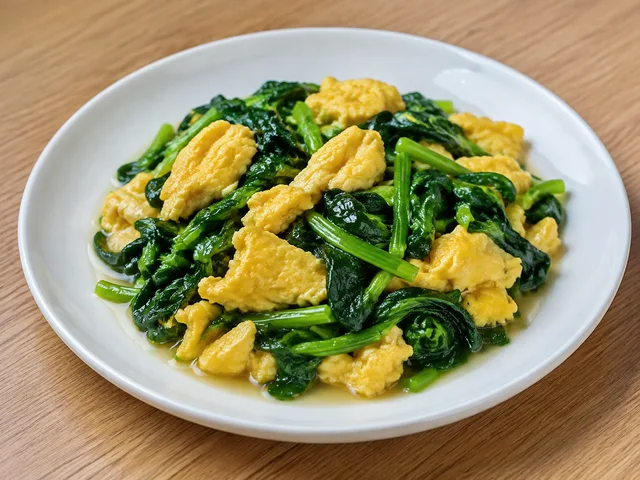 菠菜炒鸡蛋成品