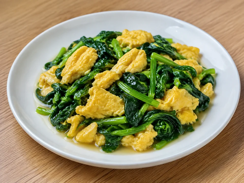 菠菜炒鸡蛋成品