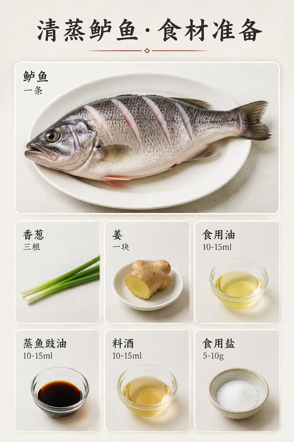 清蒸鲈鱼食材信息图
